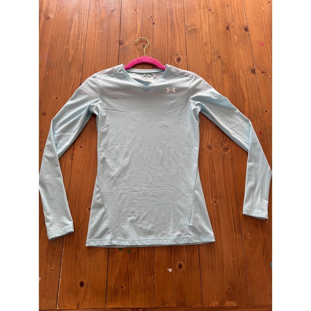 Under Armour Heatgear Womens Long Sleeve Shirt Light Blue  Medium Athletic Fit